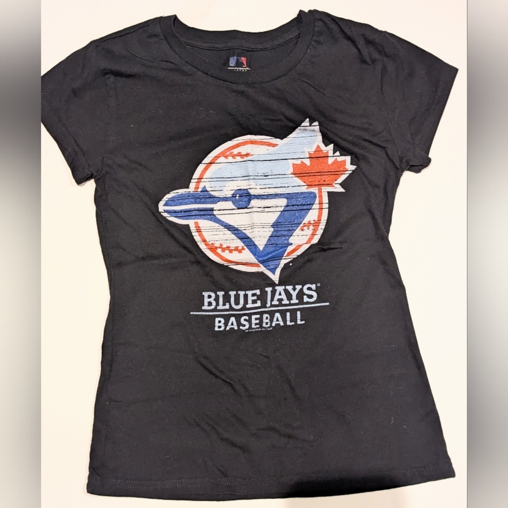 Genuine Merchandise Black Tee with Red & Blue MLB Logo
